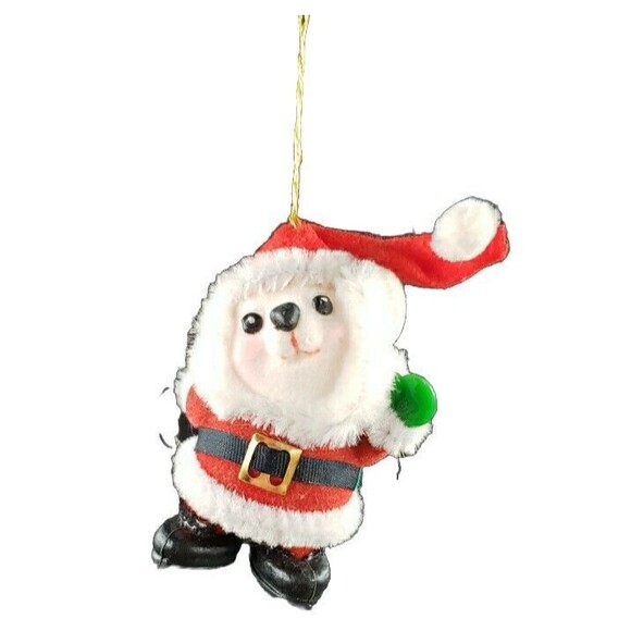 Vintage Advertising Flocked Christmas Ornament Santa Bear Loves Travel Stop RARE - Picture 11 of 11